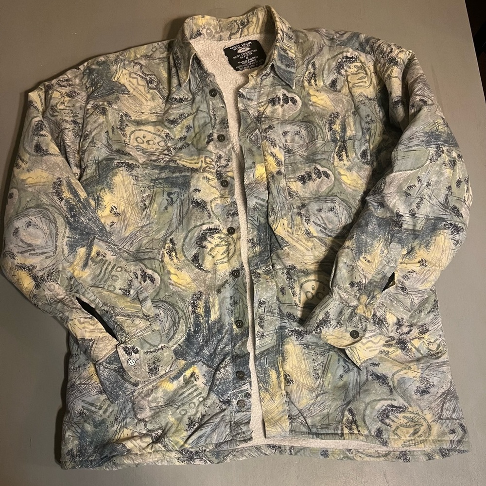 Men's Vintage Grit Iron Work Wear Multicolor Cotton Jacket Shirt Size Medium
